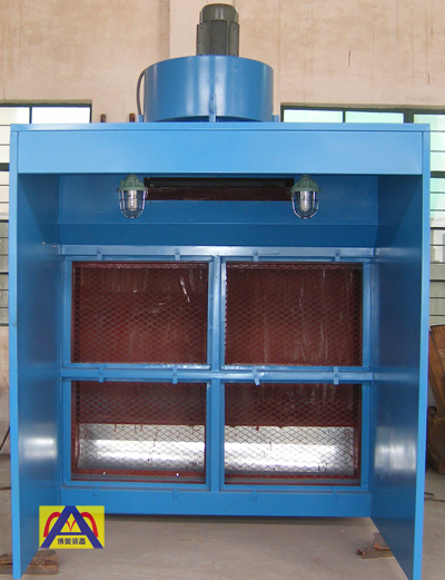 Dry side suction spray booth